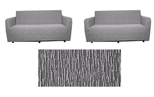 Güzelevim Polyester Likralı Jakarlı Süngersiz Kırçıllı Giydirmeli Gri İkili Koltuk Örtüsü 180x230 cm