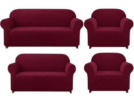 Furkanticaret Pamuklu - Polyester Süngersiz Düz Giydirmeli Bej 3-2-1-1 Koltuk Örtüsü 180x230 cm