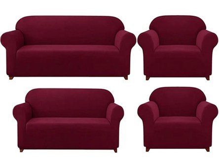 Furkanticaret Pamuklu - Polyester Süngersiz Düz Giydirmeli Bej 3-2-1-1 Koltuk Örtüsü 180x230 cm