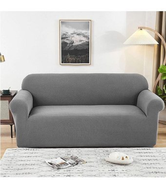 Bright Home Polyester Likralı Süngersiz Pitikare Desenli Giydirmeli Lastikli Gri Tekli Koltuk Örtüsü 180x230 cm