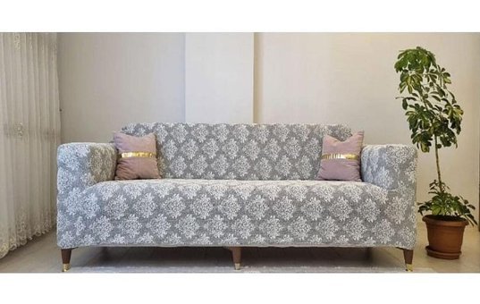 Güzelevim Polyester Jakarlı Süngersiz Damask Desenli Giydirmeli Kahverengi Üçlü Koltuk Örtüsü 180x230 cm