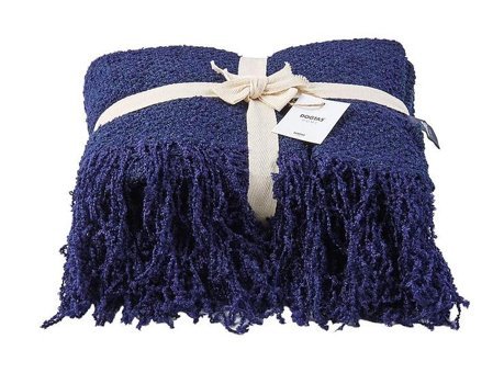 Doğtaş Home Akrilik Örgü Saçaklı Süngersiz Armürlü Lacivert Tekli Koltuk Örtüsü 130x170 cm