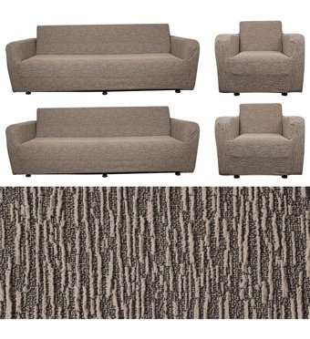 Bibaha Pamuklu Jakarlı Süngersiz Giydirmeli Lastikli Kahverengi Dörtlü Koltuk Örtüsü 180x230 cm