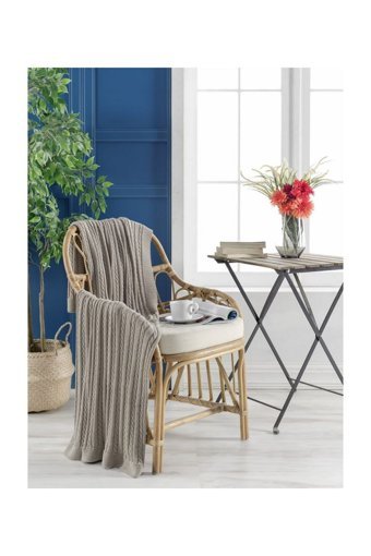 Betires Home TZ-14017 Akrilik-Pamuklu Süngersiz Bej Tekli Koltuk Örtüsü 130x170 cm