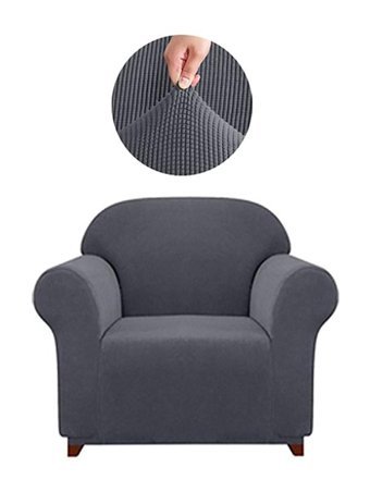 Elgeyar Polyester Likralı Jakarlı Süngersiz Armürlü Giydirmeli Gri Tekli Koltuk Örtüsü 75x115 cm