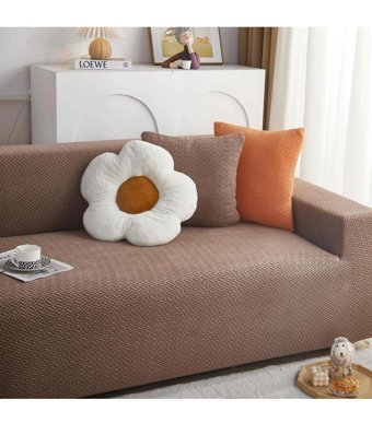 Akyol Home Bambu - Pamuklu Likralı Süngersiz Petek Desenli Giydirmeli Lastikli Kahverengi Tekli Koltuk Örtüsü 180x230 cm