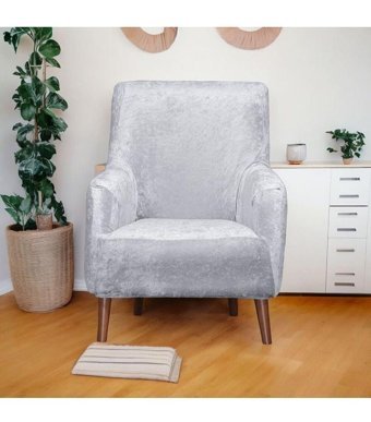Btf Home Kadife Likralı Tüylü Süngersiz Düz Giydirmeli Lastikli Gri Tekli Koltuk Örtüsü 80x120 cm