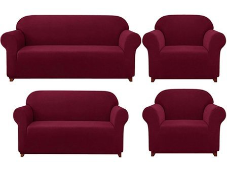 Elgeyar Polyester Likralı Jakarlı Süngersiz Armürlü Giydirmeli Bordo Yedili Koltuk Örtüsü 180x230 cm