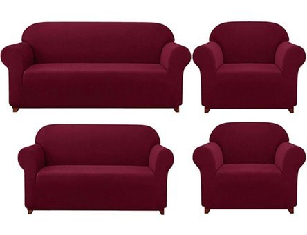 Elgeyar Polyester Likralı Jakarlı Süngersiz Armürlü Giydirmeli Bordo Yedili Koltuk Örtüsü 180x230 cm