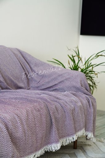 Vega Outdoor Tactical Pamuklu Polar Saçaklı Süngersiz Çizgili Kırmızı Tekli Koltuk Örtüsü 170x200 cm
