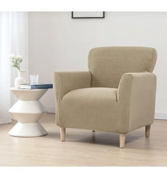 Özmakan Pamuklu - Polyester Likralı Jakarlı Süngersiz Petek Desenli Giydirmeli Kahverengi Tekli Koltuk Örtüsü 80x120 cm
