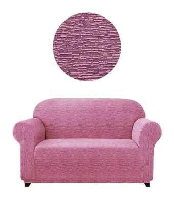 Eldost Ticaret Polyester Likralı Jakarlı Süngersiz Armürlü Giydirmeli Pembe İkili Koltuk Örtüsü 120x175 cm
