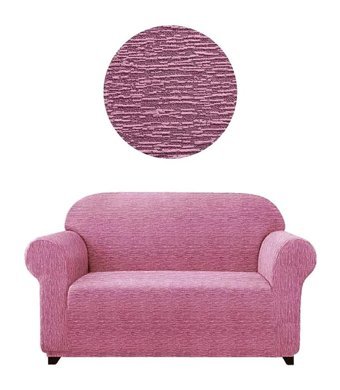 Eldost Ticaret Polyester Likralı Jakarlı Süngersiz Armürlü Giydirmeli Pembe İkili Koltuk Örtüsü 120x175 cm
