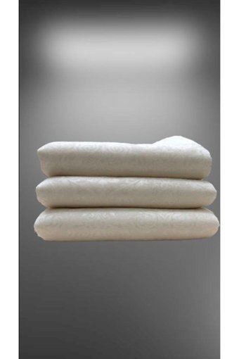Kkdizayn Polyester Jakarlı Süngerli Çizgili Beyaz Tekli Koltuk Örtüsü 180x200 cm