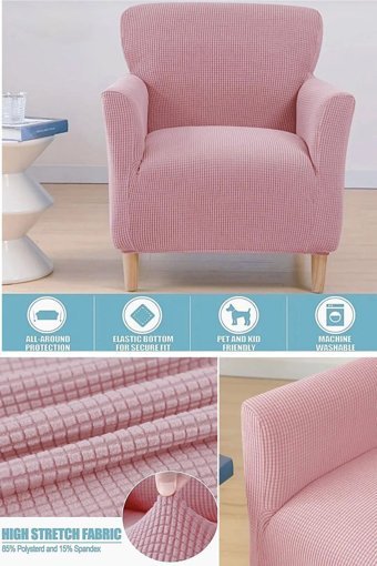 Pimobile Pamuklu - Polyester Likralı Jakarlı Süngersiz Armürlü Giydirmeli Pembe Tekli Koltuk Örtüsü 60x85 cm
