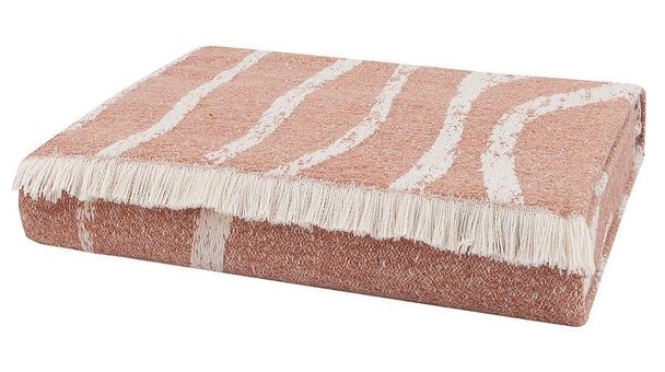 Yataş Haynes Akrilik Polar Saçaklı Süngersiz Çizgili Gül Kurusu Tekli Koltuk Örtüsü 140x190 cm