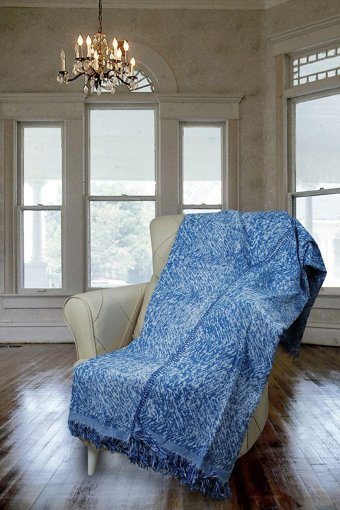 Sardia Home Pamuklu - Polyester Tay Tüyü Saçaklı Süngersiz Çizgili Mavi Tekli Koltuk Örtüsü 170x220 cm
