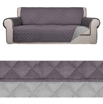 Riseler Home Mikrofiber Likralı Jakarlı Süngersiz Çizgili Giydirmeli Gri Üçlü Koltuk Örtüsü 195x215 cm