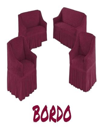 Furkanticaret Polyester Bürümcük Fırfırlı Süngersiz Kapitone Giydirmeli Krem 3-2-1-1 Koltuk Örtüsü 230x180 cm