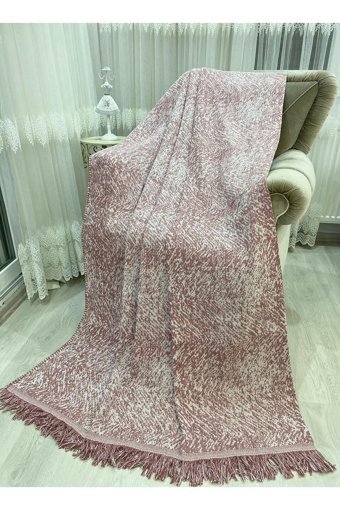 Özlü Home Pamuklu Örgü Saçaklı Süngersiz Kamuflaj Desenli Kiremit Tekli Koltuk Örtüsü 170x220 cm