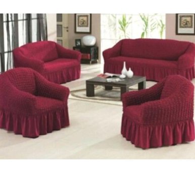 Rüzgar Ticaret Pamuklu - Polyester Bürümcük Jakarlı Süngerli Düz Su Geçirmez Kırmızı Tekli Koltuk Örtüsü 170x210 cm