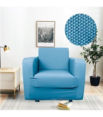 Btf Home Polyester Likralı Jakarlı Süngersiz Armürlü Giydirmeli Lastikli Turkuaz Tekli Koltuk Örtüsü 76x120 cm