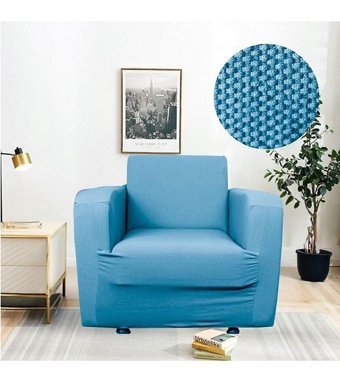 Btf Home Polyester Likralı Jakarlı Süngersiz Armürlü Giydirmeli Lastikli Turkuaz Tekli Koltuk Örtüsü 76x120 cm