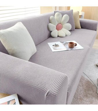 Uyumev Pamuklu - Polyester Likralı Süngerli Çizgili Giydirmeli Gri Tekli Koltuk Örtüsü 180x230 cm