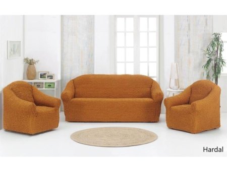 Karna Home Pamuklu Süngersiz Kareli Giydirmeli Beyaz Beşli Koltuk Örtüsü 210x240 cm