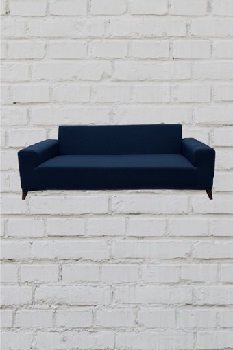 Şahane Ev Mikro Polyester Likralı Jakarlı Süngersiz Düz Giydirmeli Lastikli Mavi İkili Koltuk Örtüsü 140 cm