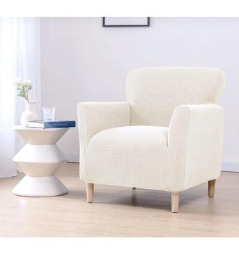 Akyol Home Pamuklu - Polyester Likralı Süngersiz Kareli Giydirmeli Lastikli Bej Tekli Koltuk Örtüsü 80x120 cm