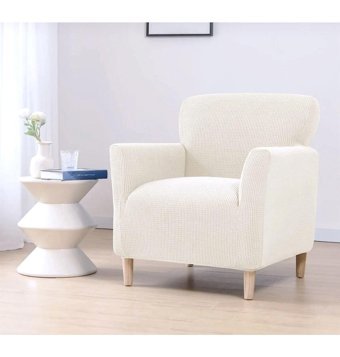 Akyol Home Pamuklu - Polyester Likralı Süngersiz Kareli Giydirmeli Lastikli Bej Tekli Koltuk Örtüsü 80x120 cm