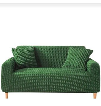 Akbu Pamuklu - Polyester Bürümcük Süngersiz Giydirmeli Lastikli Yeşil Tekli Koltuk Örtüsü 180x230 cm