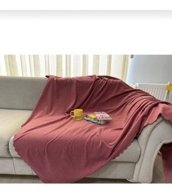 Poyraz Garanti Pamuklu Nubuk Jakarlı Süngersiz Düz Gül Kurusu Üçlü Koltuk Örtüsü 175x215 cm