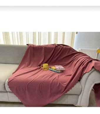 Poyraz Garanti Pamuklu Nubuk Jakarlı Süngersiz Düz Gül Kurusu Üçlü Koltuk Örtüsü 175x215 cm