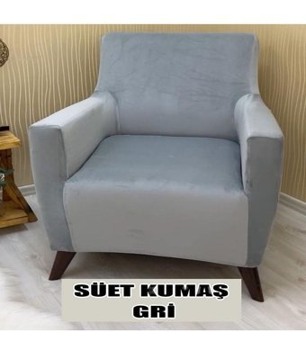 Kılıfsan Pamuklu - Polyester Süngersiz Düz Giydirmeli Gri Tekli Koltuk Örtüsü 70x16 cm