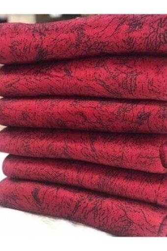 Selçuklu Tekstil Pamuklu - Polyester Polar Pofuduk Süngerli Çizgili Kırmızı Üçlü Koltuk Örtüsü 170x220 cm
