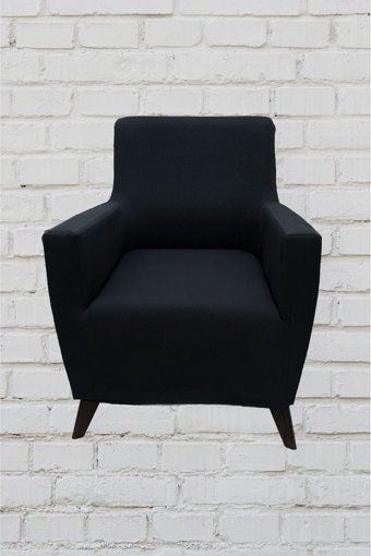 Şahane Ev Mikro Polyester Likralı Jakarlı Süngersiz Düz Giydirmeli Lastikli Antrasit Tekli Koltuk Örtüsü 55x8 cm
