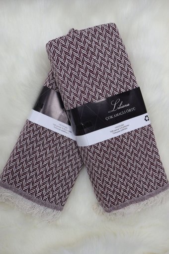 Zerif Home Pamuklu - Polyester Polar Saçaklı Süngersiz Geometrik Desenli Bordo Tekli Koltuk Örtüsü 170x210 cm