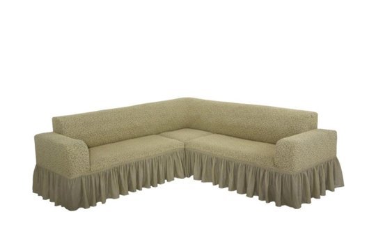 Faprikadan Pamuklu - Polyester Jakarlı Süngersiz Düz Giydirmeli Altın L Koltuk Koltuk Örtüsü 290x170 cm