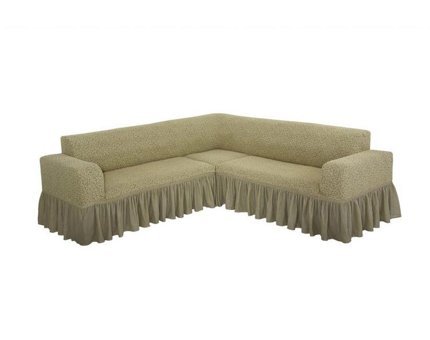 Faprikadan Pamuklu - Polyester Jakarlı Süngersiz Düz Giydirmeli Altın L Koltuk Koltuk Örtüsü 290x170 cm