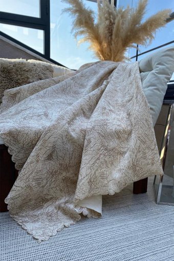 Zeyhan Tekstil Kadife Polar Süngerli Çizgili Su Geçirmez Vizon Tekli Koltuk Örtüsü 170x220 cm