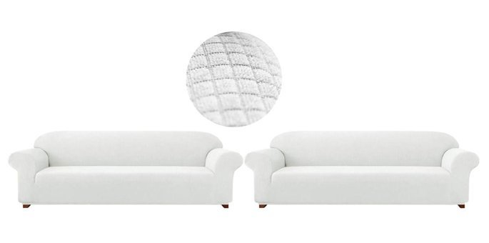 Güzelevim Polyester Likralı Süngersiz Düz Giydirmeli Beyaz 45354 Koltuk Örtüsü 180x230 cm