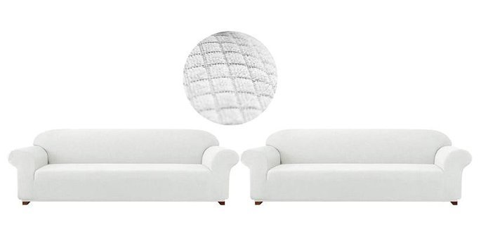 Güzelevim Polyester Likralı Süngersiz Düz Giydirmeli Beyaz 45354 Koltuk Örtüsü 180x230 cm