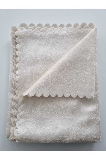 Aysalife Home Tekstil Kadife Süngerli Osmanlı Desenli Bej Tekli Koltuk Örtüsü 170x220 cm
