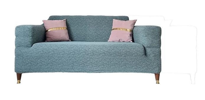 Güzelevim GZL-00000238 Polyester Jakarlı Süngersiz Çizgili Giydirmeli Lastikli Gri İkili Koltuk Örtüsü 150x180 cm