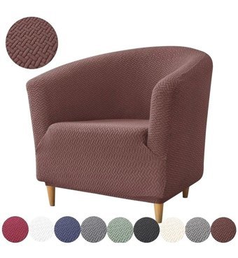 Uzhanem Papatya Pamuklu - Polyester Bürümcük-Likralı Süngerli Geometrik Desenli Giydirmeli Lastikli Kahverengi Tekli Koltuk Örtüsü 80x75 cm