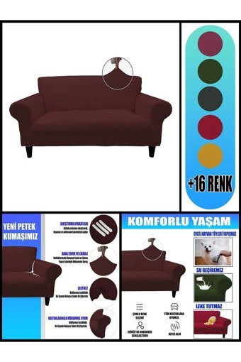 Kılıfsan Polyester Süngersiz Petek Desenli Su Geçirmez Bordo Tekli Koltuk Örtüsü 140 cm