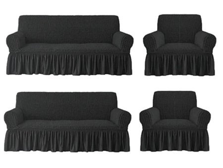 Eldost Ticaret Polyester Bürümcük Jakarlı Süngersiz Armürlü Giydirmeli Siyah Sekizli Koltuk Örtüsü 180x230 cm
