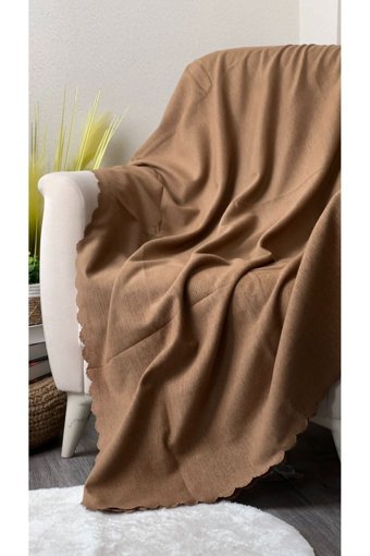 Evimebu Şönil Polar Jakarlı Süngersiz Düz Kahverengi Tekli Koltuk Örtüsü 170x210 cm